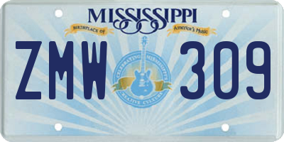 MS license plate ZMW309