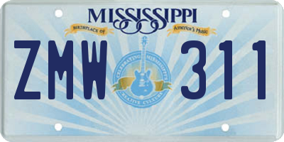 MS license plate ZMW311