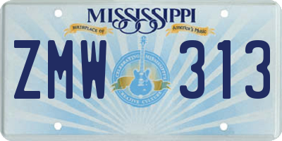 MS license plate ZMW313