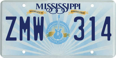 MS license plate ZMW314