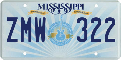 MS license plate ZMW322