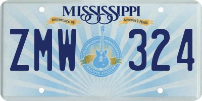 MS license plate ZMW324