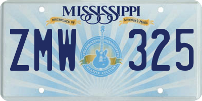 MS license plate ZMW325