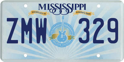 MS license plate ZMW329