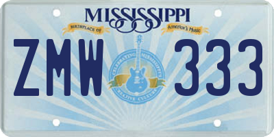 MS license plate ZMW333