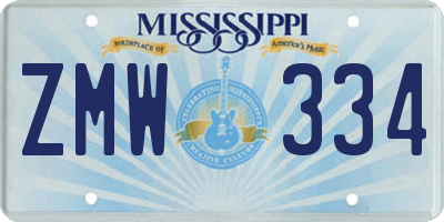MS license plate ZMW334