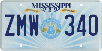 MS license plate ZMW340