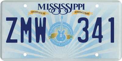 MS license plate ZMW341