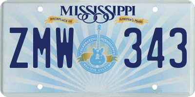 MS license plate ZMW343