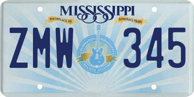 MS license plate ZMW345