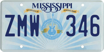 MS license plate ZMW346