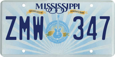 MS license plate ZMW347