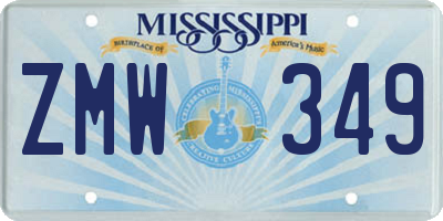 MS license plate ZMW349