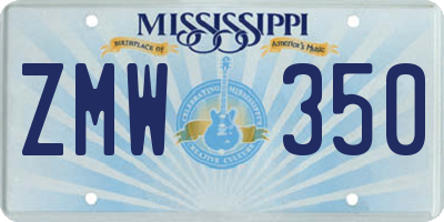 MS license plate ZMW350
