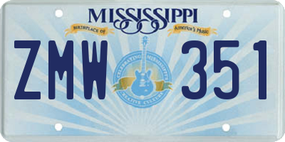 MS license plate ZMW351