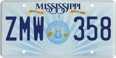 MS license plate ZMW358