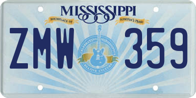 MS license plate ZMW359