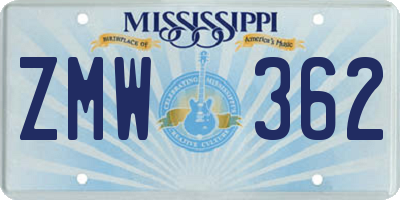 MS license plate ZMW362