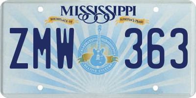 MS license plate ZMW363