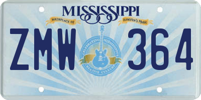 MS license plate ZMW364