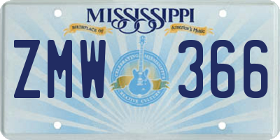 MS license plate ZMW366