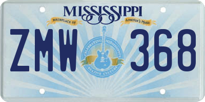MS license plate ZMW368