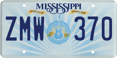 MS license plate ZMW370