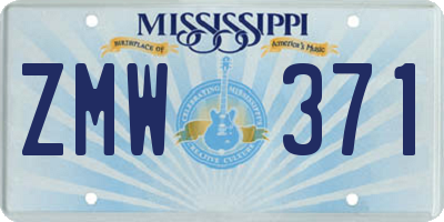 MS license plate ZMW371