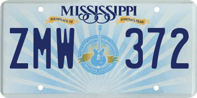 MS license plate ZMW372
