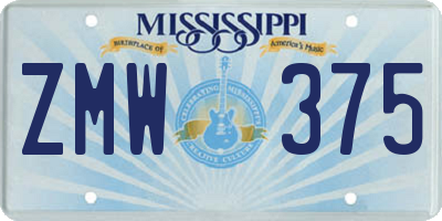 MS license plate ZMW375