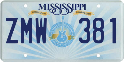 MS license plate ZMW381