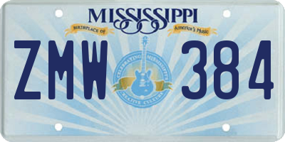 MS license plate ZMW384