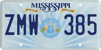 MS license plate ZMW385