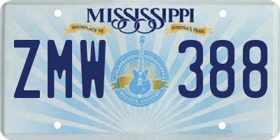 MS license plate ZMW388