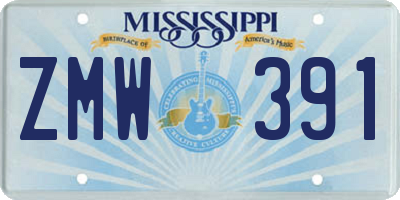 MS license plate ZMW391