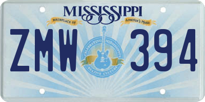 MS license plate ZMW394