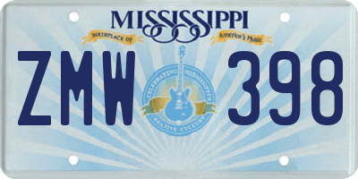 MS license plate ZMW398