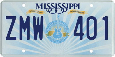 MS license plate ZMW401