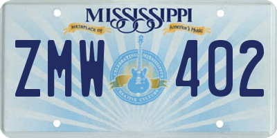 MS license plate ZMW402