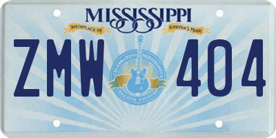 MS license plate ZMW404
