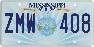 MS license plate ZMW408