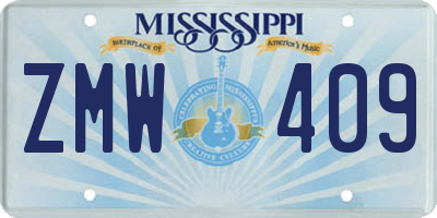 MS license plate ZMW409
