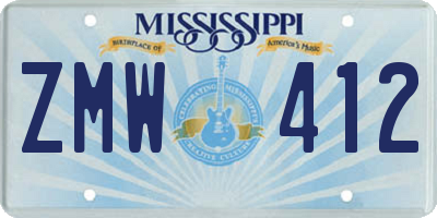 MS license plate ZMW412