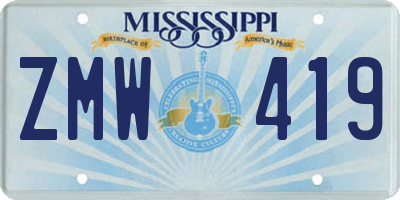 MS license plate ZMW419