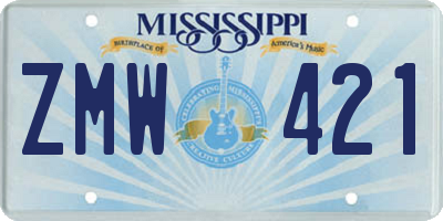 MS license plate ZMW421
