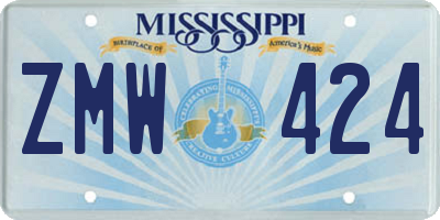 MS license plate ZMW424