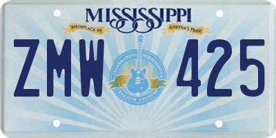 MS license plate ZMW425