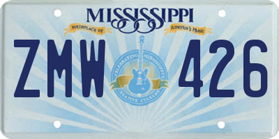 MS license plate ZMW426