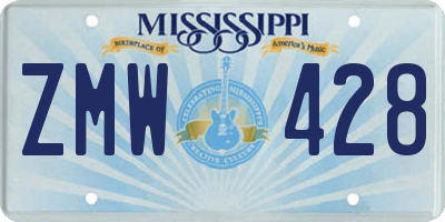 MS license plate ZMW428