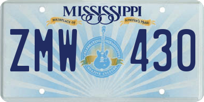 MS license plate ZMW430